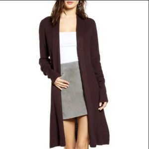 Leith Longline Cardigan Burgundy Fudge Heather XXS